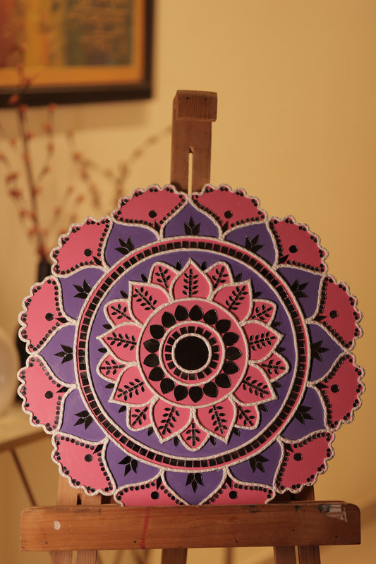 Lippan Art – Flower Pattern (Pink & Purple) Handcrafted Wall Decor