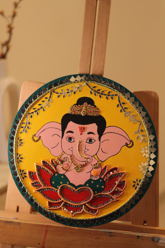 Lippan Art – Ganesha Handcrafted Wall Decor (Yellow)