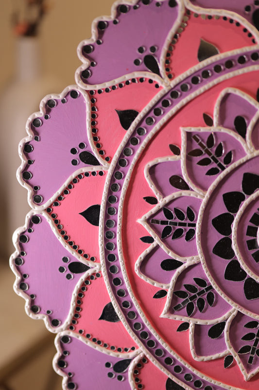 Lippan Art – Flower Pattern (Pink & Lavender Pastel) Handcrafted Wall Decor