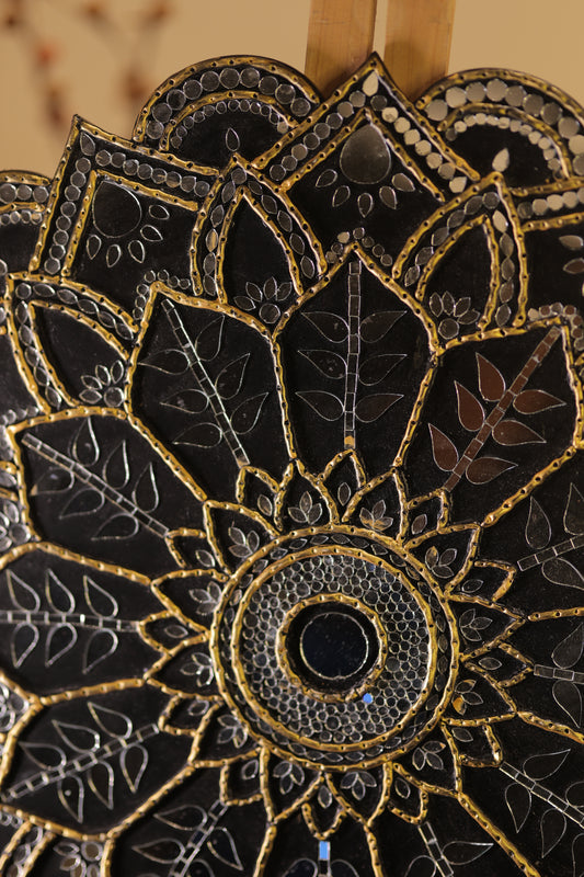 Lippan Art – Flower Pattern (Black) Handcrafted Wall Decor