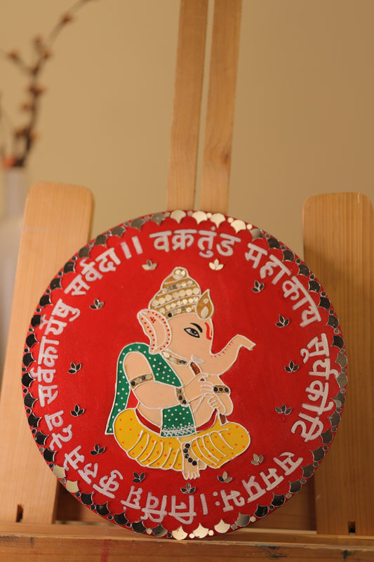 Rangoli Decoration/Wall Decor Ganesha – Handcrafted (Red)