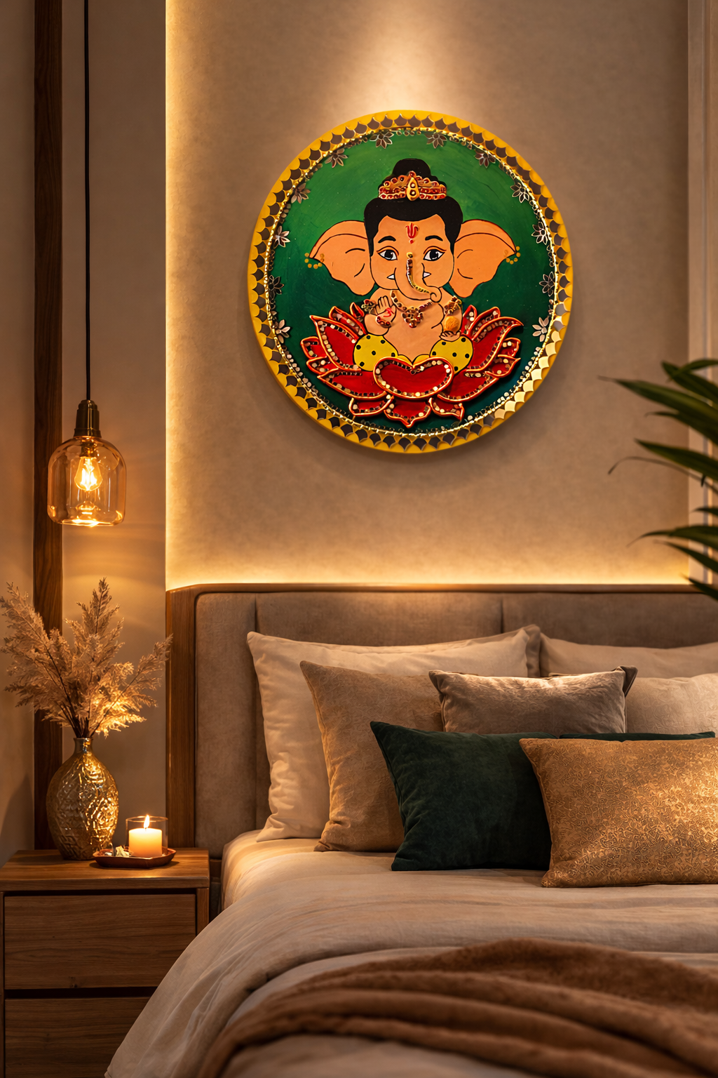 Lippan Art – Ganesha Handcrafted Wall Decor (Green)