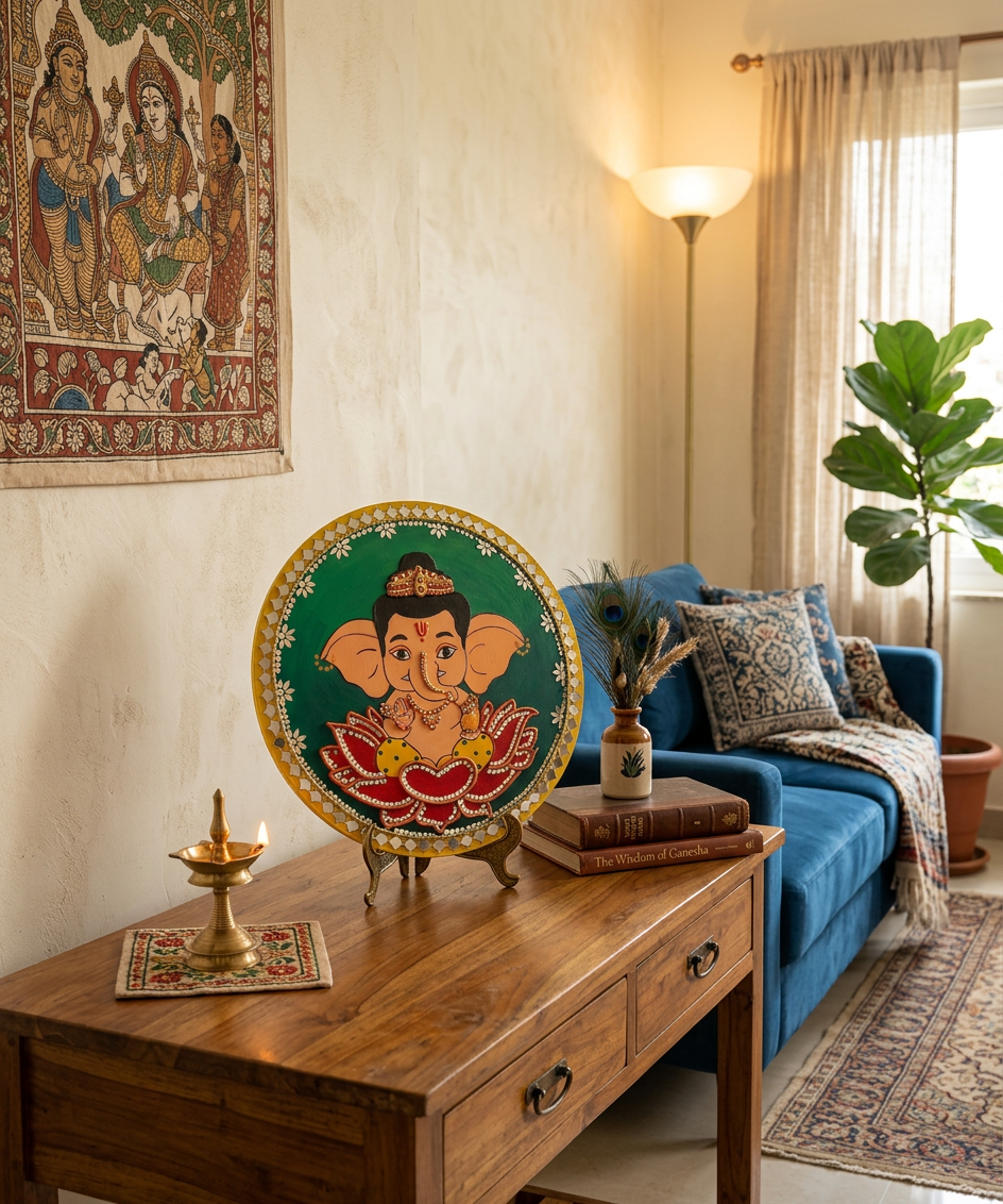 Lippan Art – Ganesha Handcrafted Wall Decor (Green)