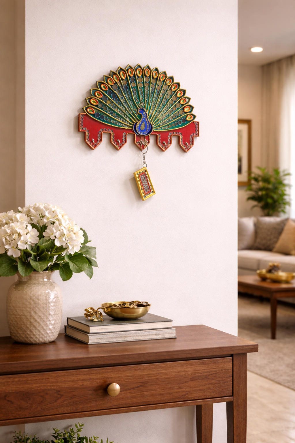 Lippan Keychain Holder – Handcrafted Wall Decor (Peacock Pattern)