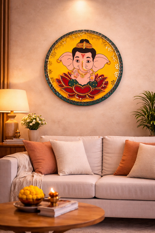 Lippan Art – Ganesha Handcrafted Wall Decor (Yellow)