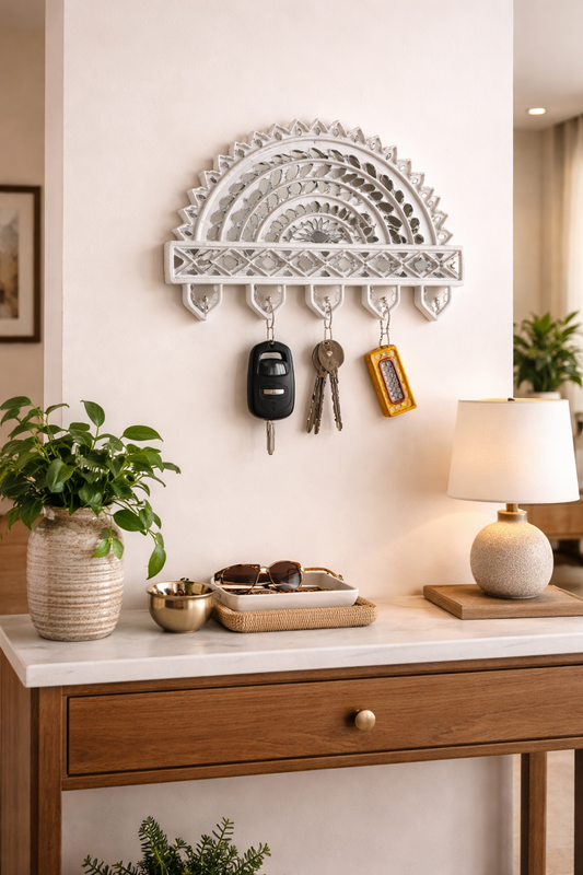 Lippan Keychain Holder – Handcrafted Wall Decor (White)