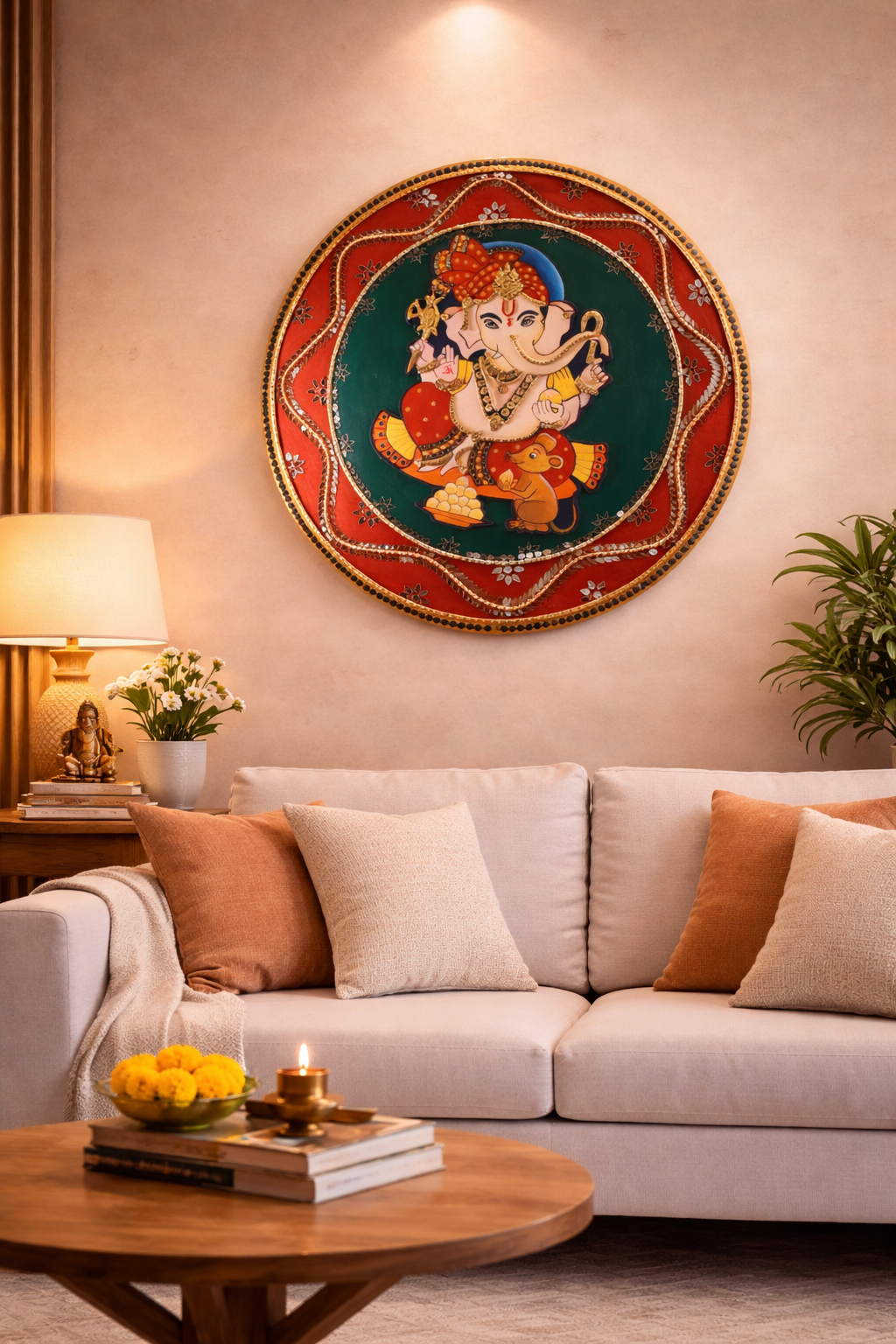 Lippan Art – Ganesha Ji with 3D Effect Handcrafted Wall Decor