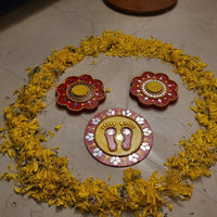 Tea Light Holder for Rangoli with Laxmi ji ke Charan - 5 inch
