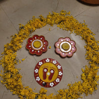 Tea Light Holder for Rangoli with Laxmi ji ke Charan - 5 inch