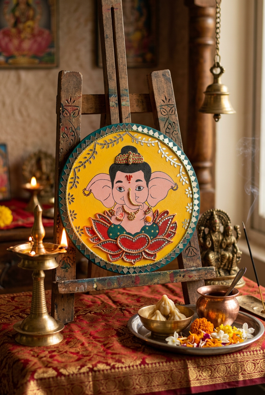 Lippan Art – Ganesha Handcrafted Wall Decor (Yellow)