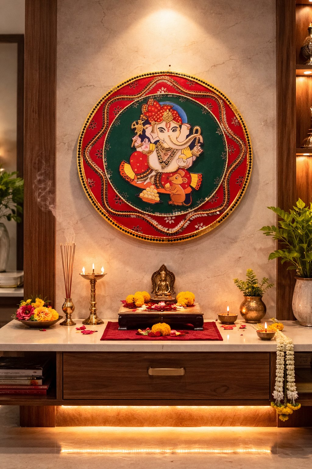 Lippan Art – Ganesha Ji with 3D Effect Handcrafted Wall Decor