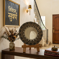Lippan Art with Large Center Mirror – Handcrafted Wall Decor - Black