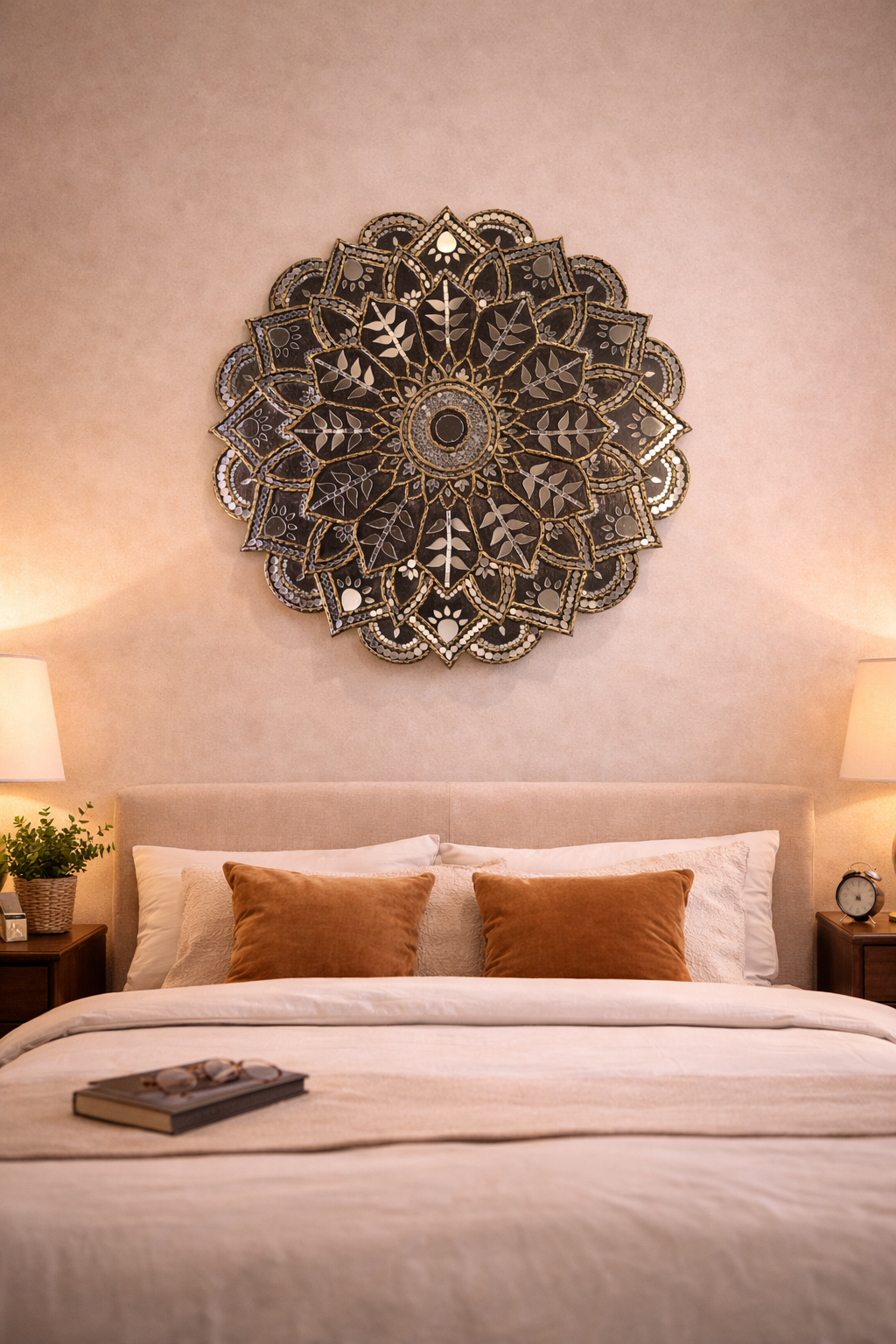 Lippan Art – Flower Pattern (Black) Handcrafted Wall Decor