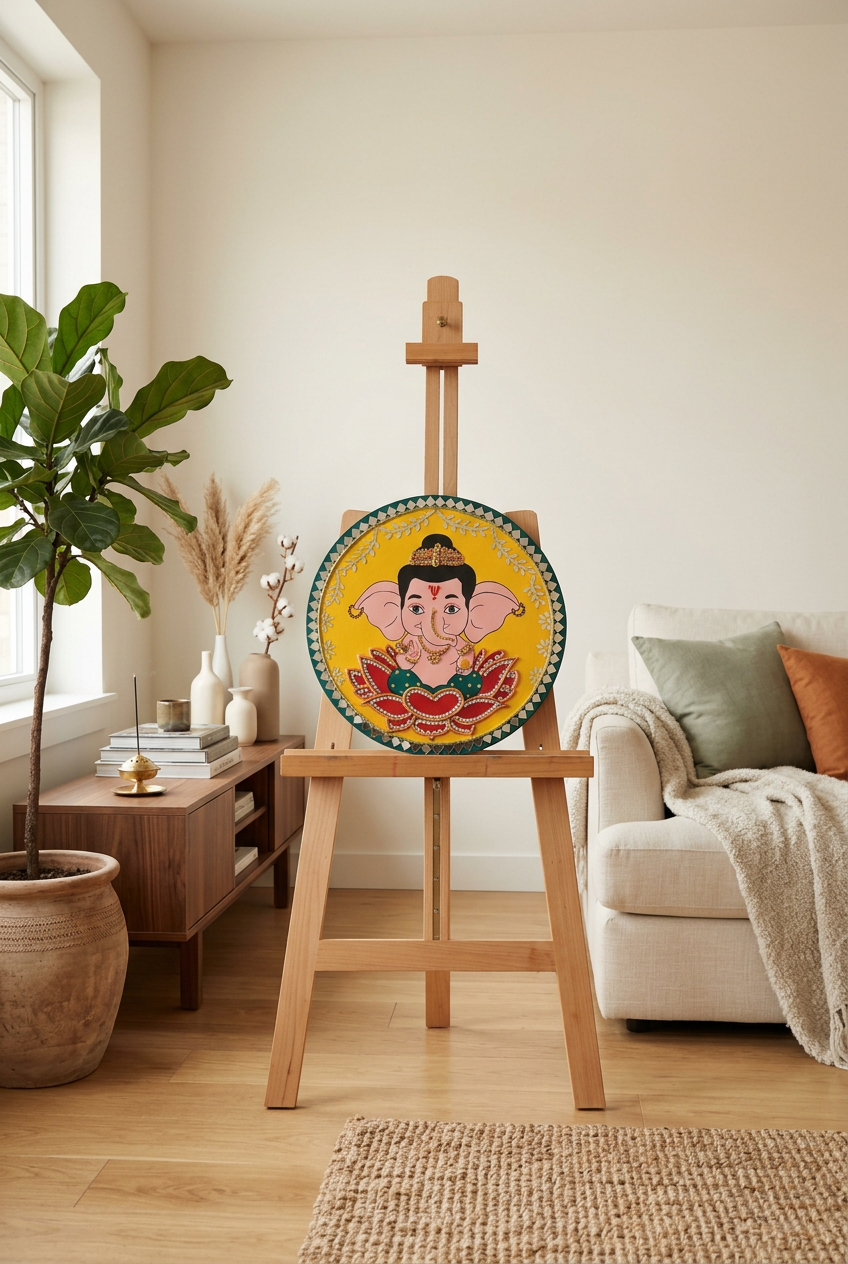 Lippan Art – Ganesha Handcrafted Wall Decor (Yellow)