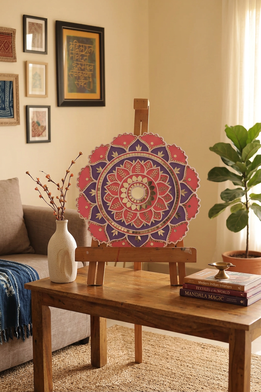 Lippan Art – Flower Pattern (Pink & Purple) Handcrafted Wall Decor