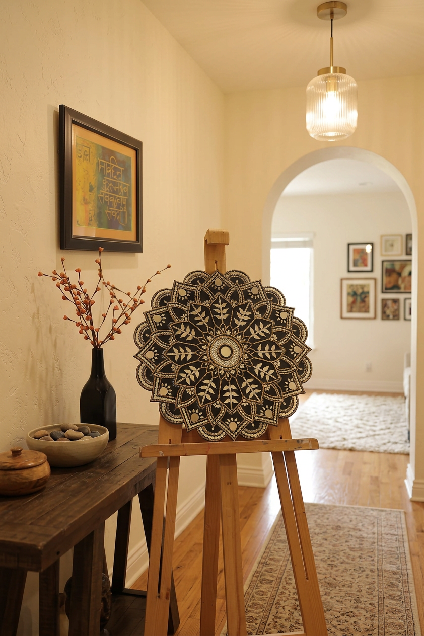 Lippan Art – Flower Pattern (Black) Handcrafted Wall Decor