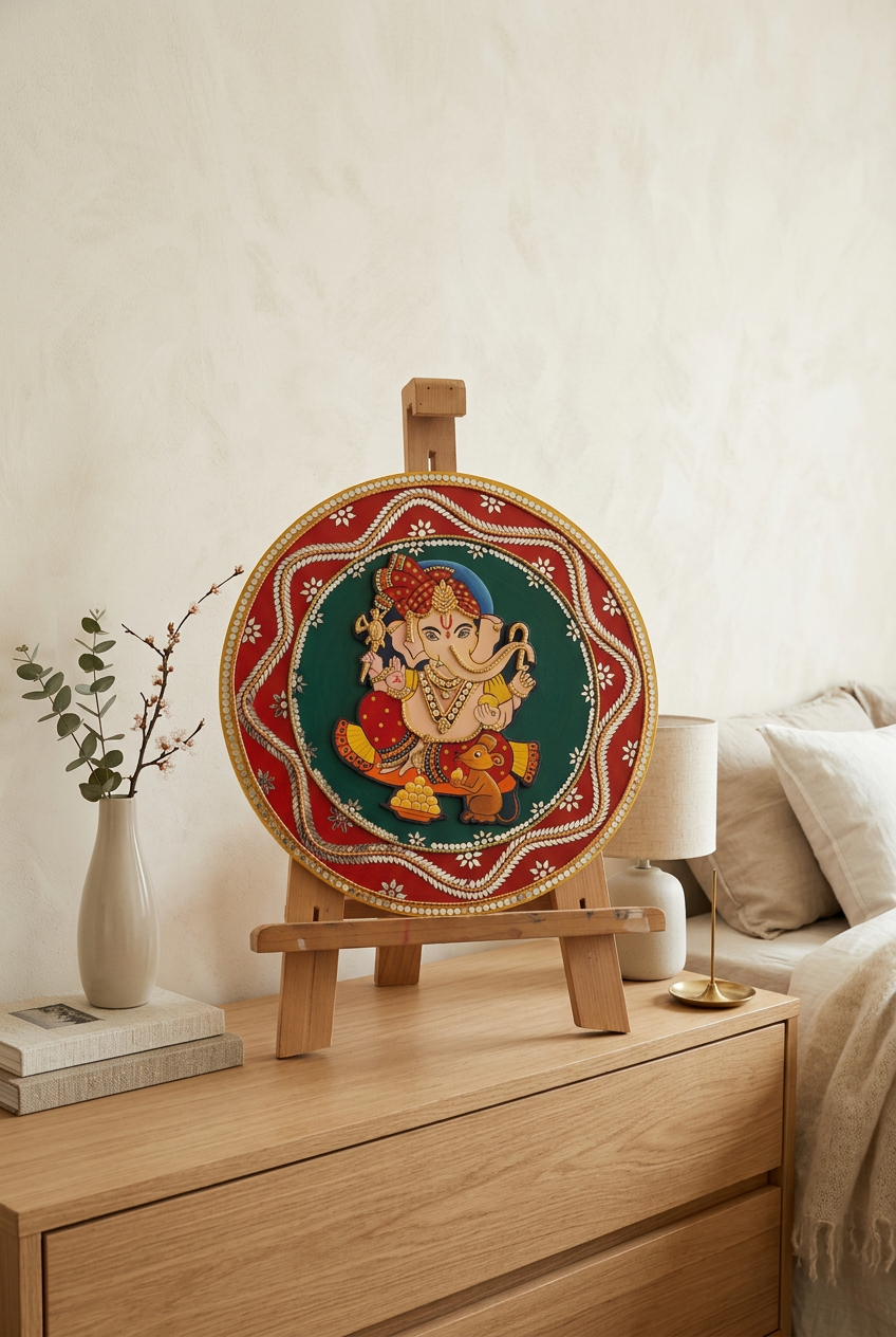Lippan Art – Ganesha Ji with 3D Effect Handcrafted Wall Decor