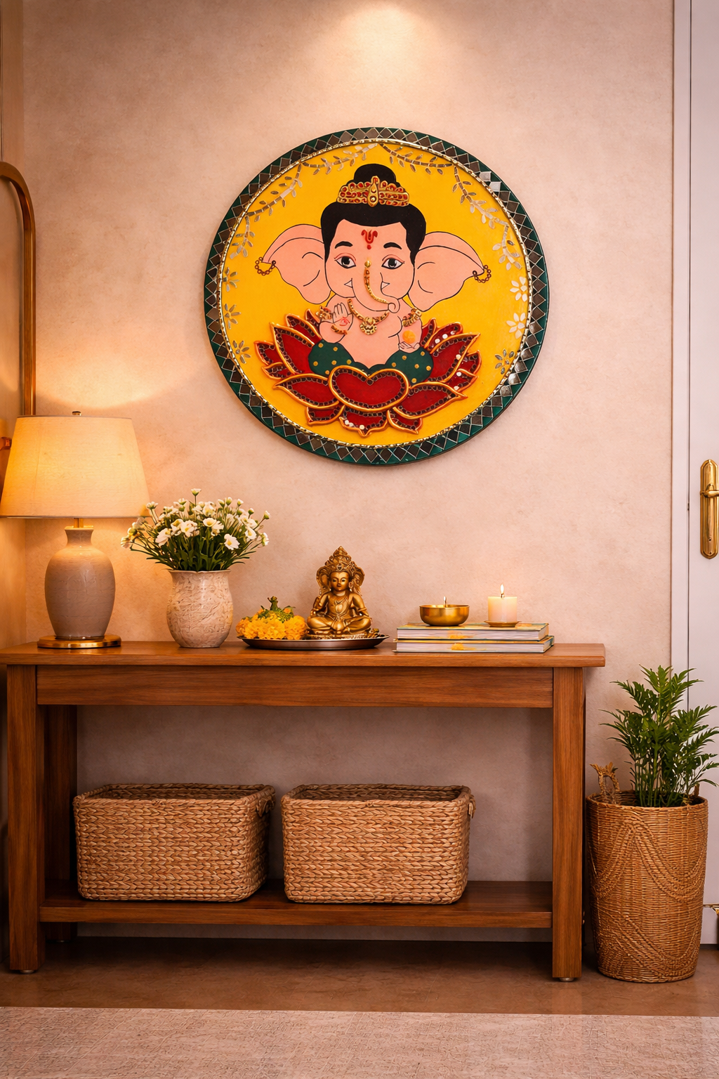 Lippan Art – Ganesha Handcrafted Wall Decor (Yellow)