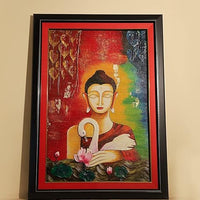 Gautam Buddha Texture Wall Painting – Handcrafted Spiritual Decor