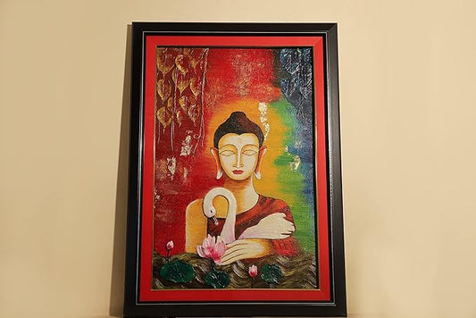 Gautam Buddha Texture Wall Painting – Handcrafted Spiritual Decor