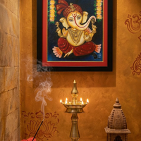 Framed Ganesha Painting – 17'' x 20'' Hand-Painted Wall Art