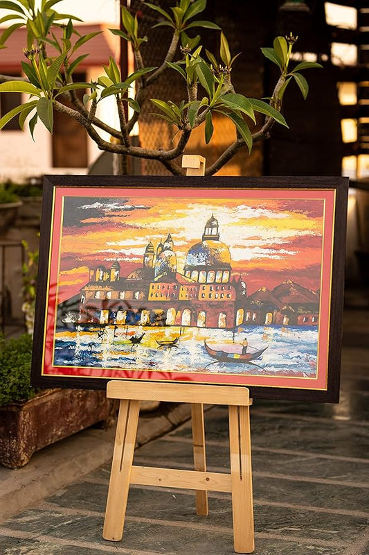 Banaras Ghat Knife Painting – Handcrafted Indian Art with Textured Finish