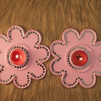 Flower-Shaped Tea Light Holder – 1 Pair (Pink Pastel) with Candle