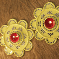 Flower-Shaped Tea Light Holder – 1 Pair (Lemon Yellow) with Candle