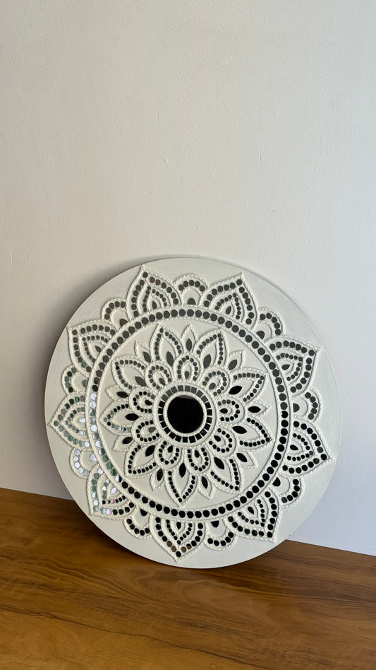 Ivory Bloom Mandala Lippan Wall Art