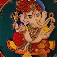 Lippan Art – 20-Inch Ganesha Ji with 3D Effect Handcrafted Wall Decor